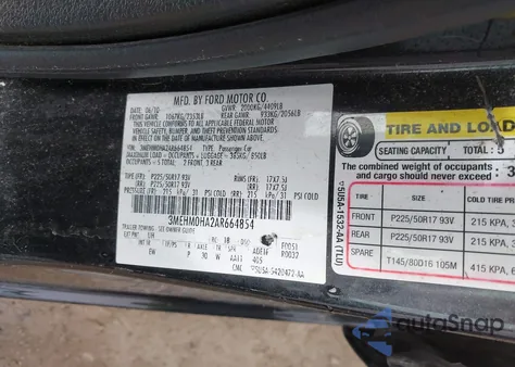 2010 Mercury Milan from USA, damaged, VIN 3MEHM0HA2AR664854